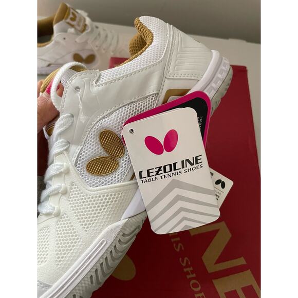 NWT Butterfly Mens Lezoline Table Tennis Shoes Size 40 (7.5 US) White Gold - Picture 5 of 7